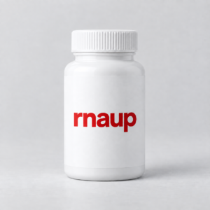 Frasco branco com o nome rnaup em vermelho — imagem ilustrativa do conteúdo digital